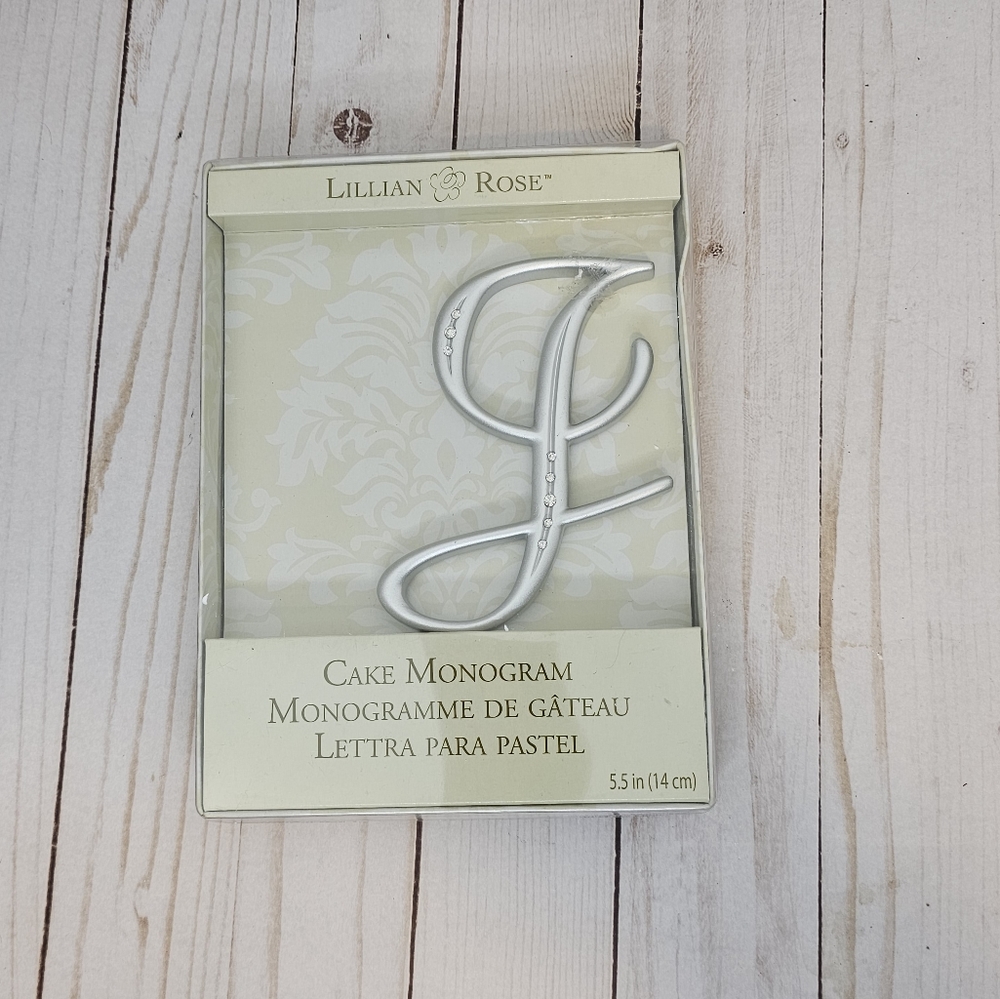 Lillian Rose Monogram "J" Cake Topper New in Box